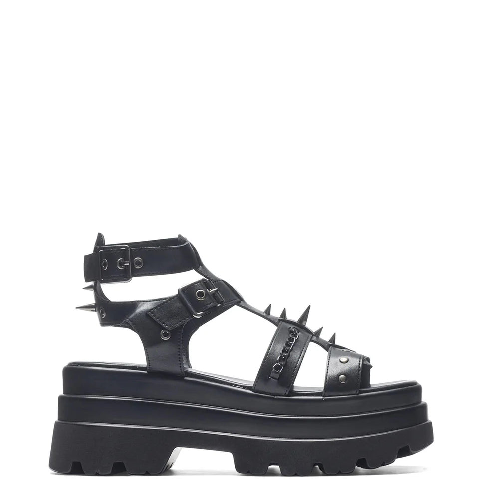 Black platform sandals chunky online