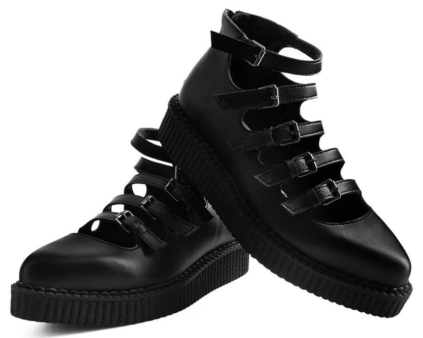 TUK A9417L Black TUKskin™ MultiStrap Pointed Mary Jane Creeper Shoefreaks.ca