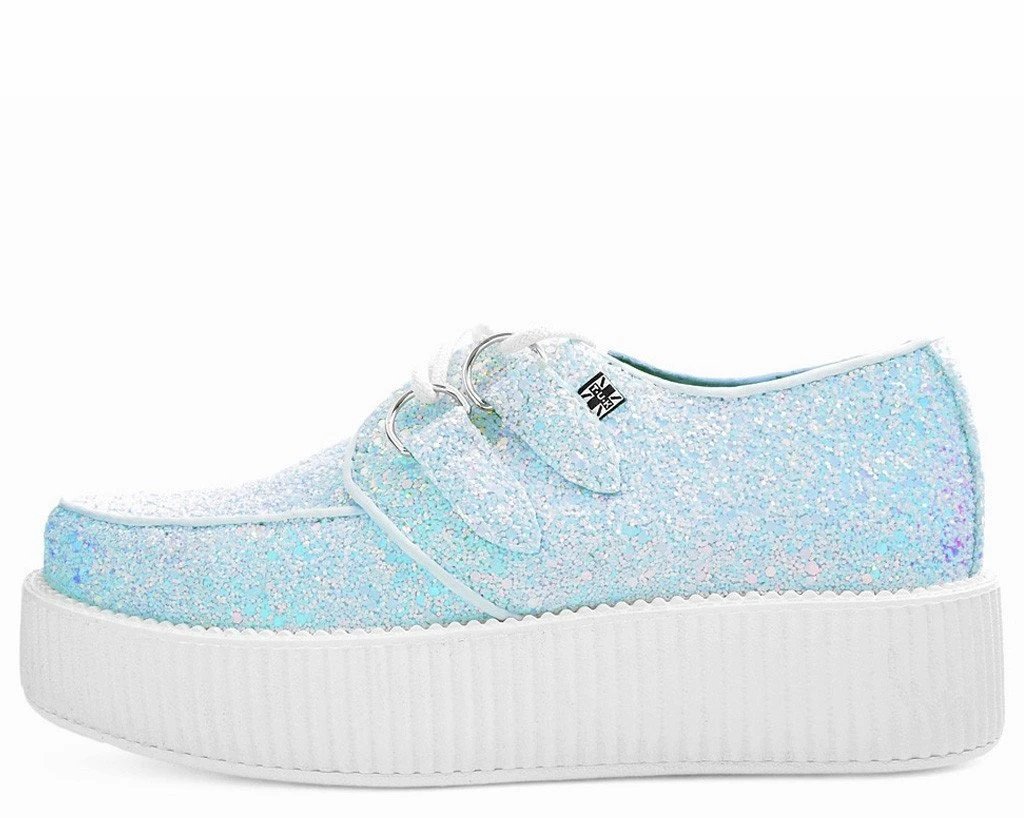 TUK V9312 White Iridescent Glitter Creeper Shoefreaks.ca