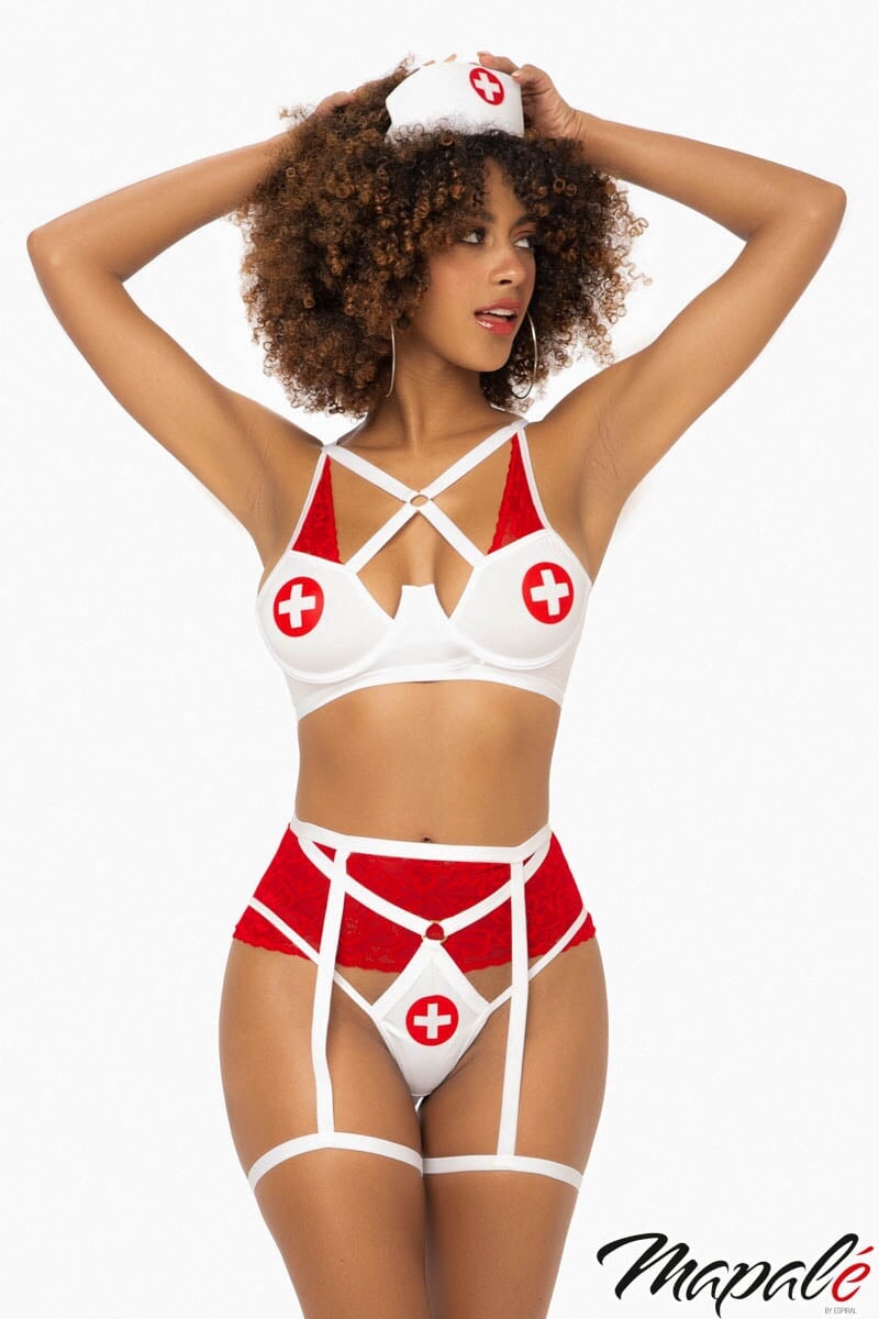 Sexy Nurse Triangle Top & Thong Cosplay Bedroom Costume