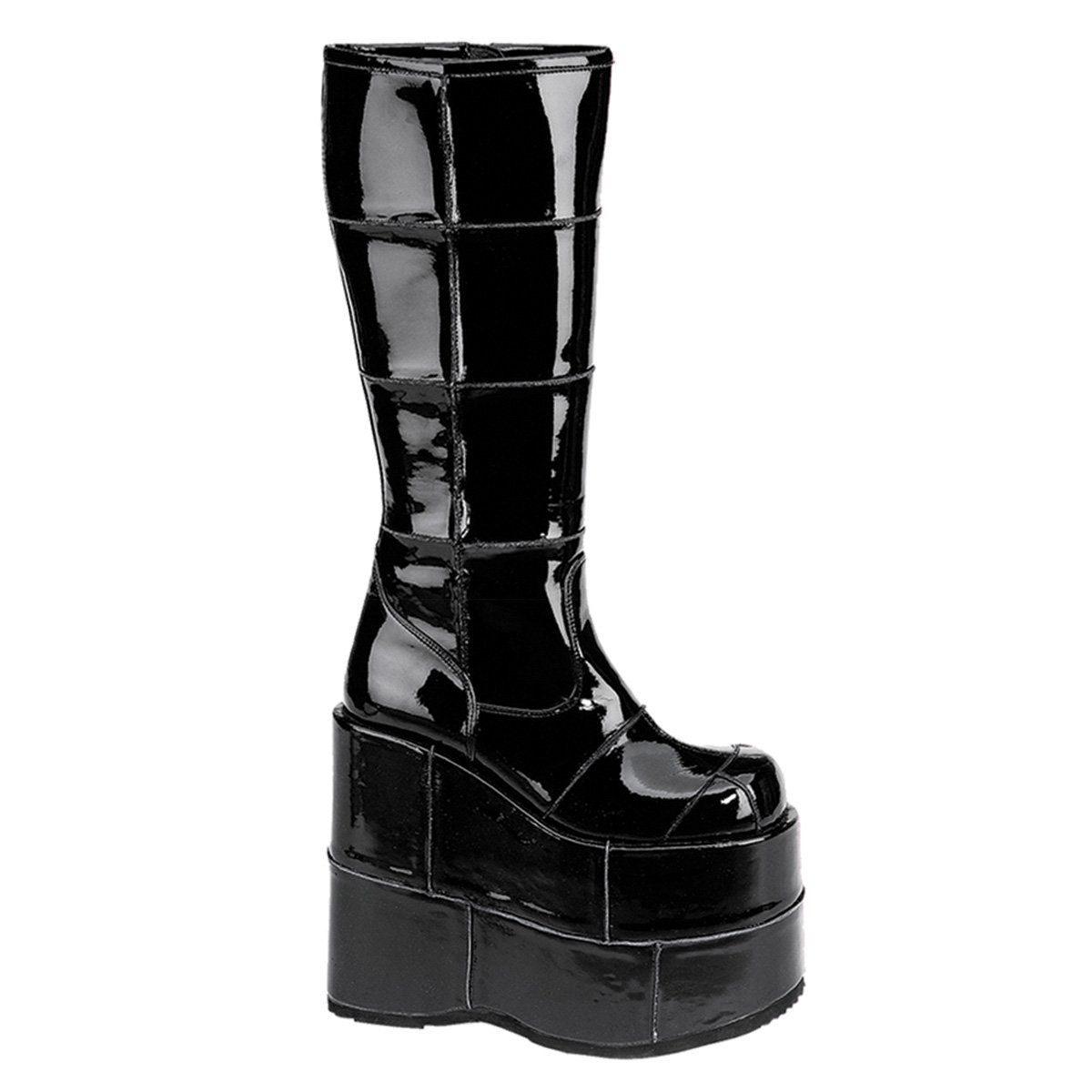 Demonia Matte Black Stacked Platform Boots