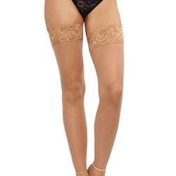 Sheer Thigh High Stockings With Lace Top