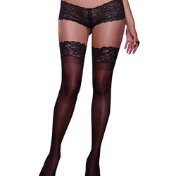 Sheer Thigh High Stockings With Lace Top