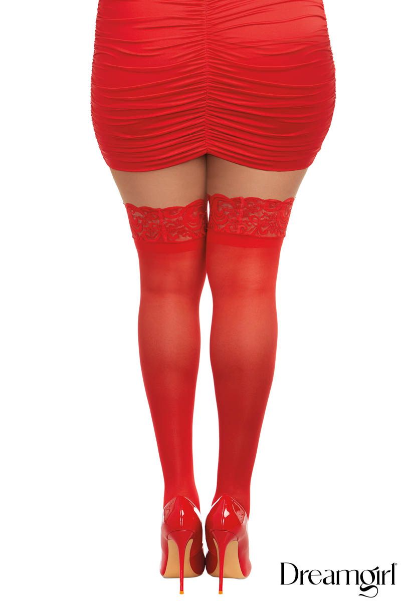 Sheer Thigh High Stockings With Lace Top