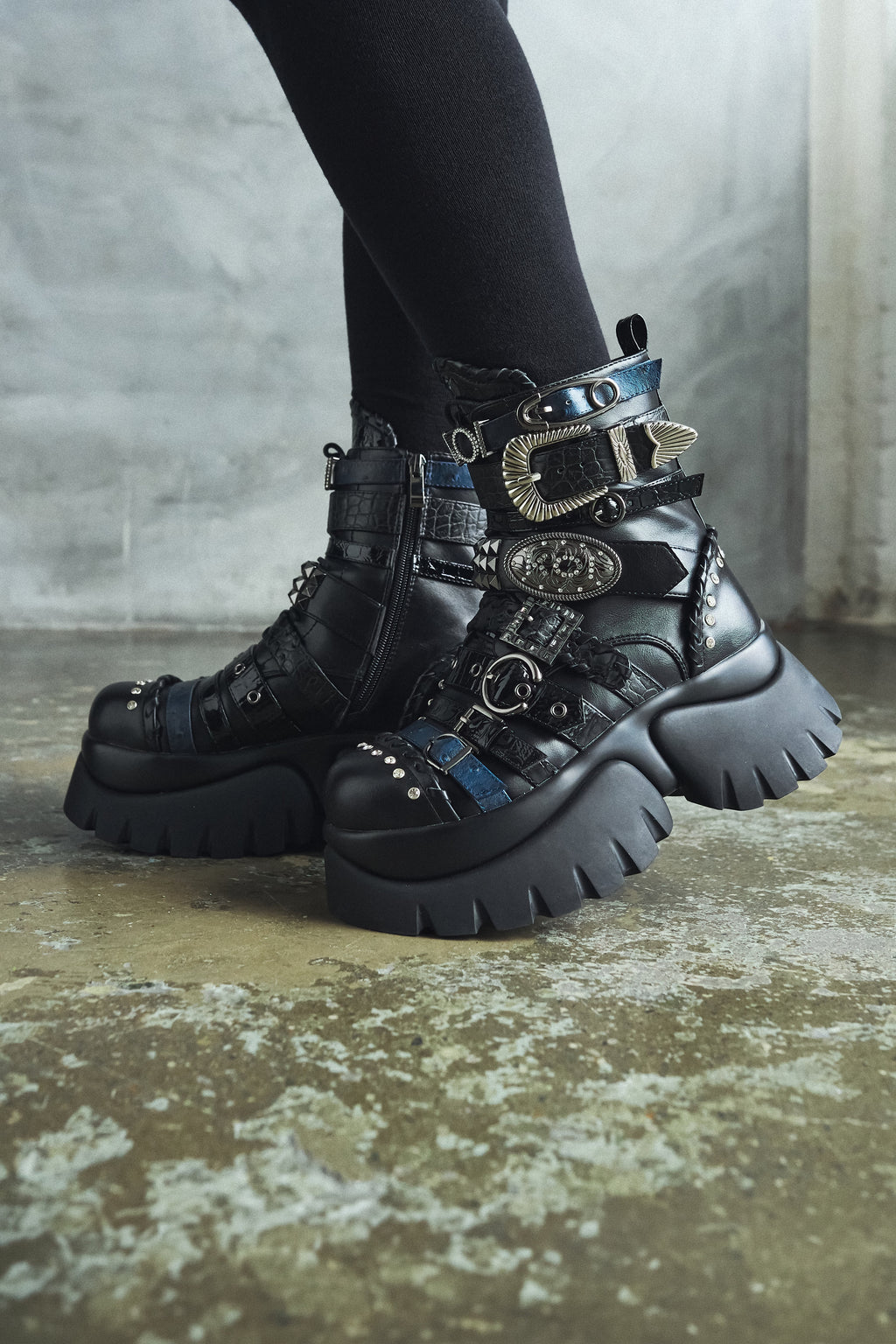KOI Enchained Belt Monster Boots- Black-Clearance