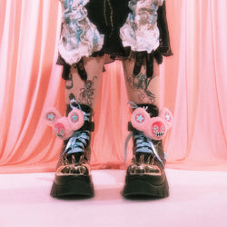 KOI Jazmin Bean x KOI Frunkrocker Sidekick Monster Boots - Black