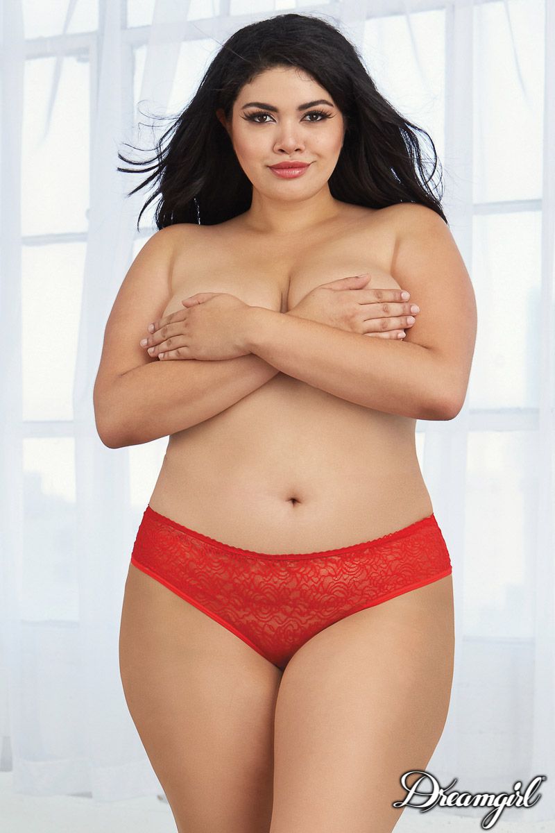 Low-Rise Crotchless Bikini Panty with Multi Ruffle Back