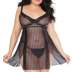 Decorative Slit Babydoll & G-String Set