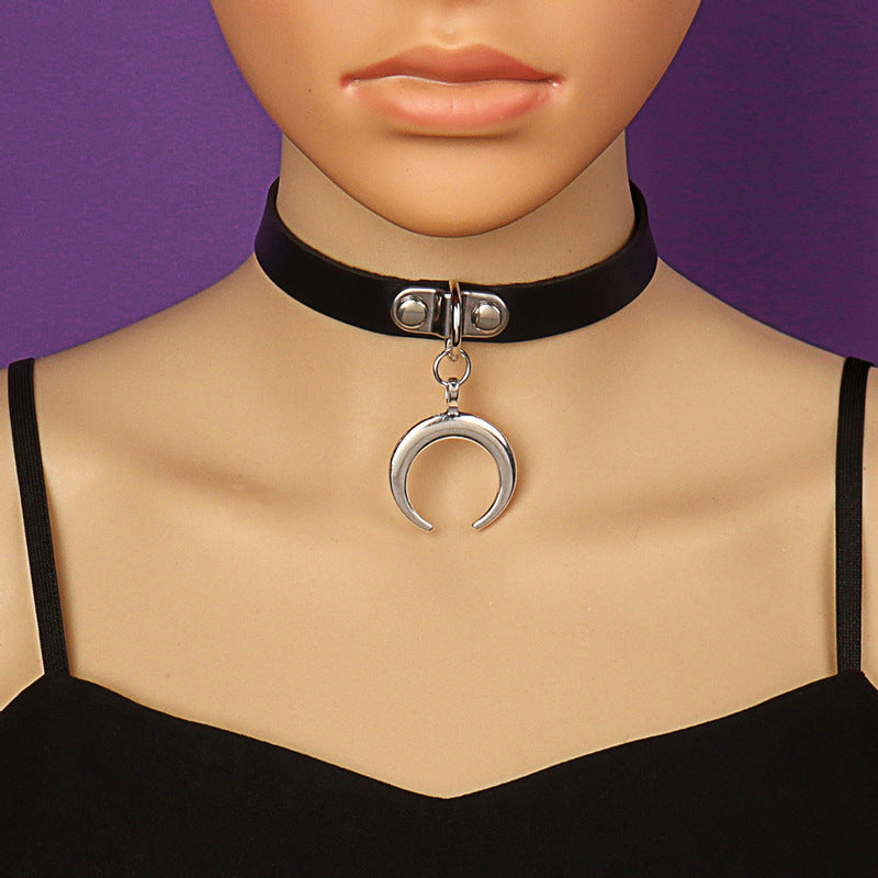 Crescent Moon Charm Choker