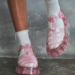 KOI Sunbeam Heart Jelly Sandals- Pink