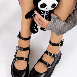 TUK Black calf TUKskin 3 Strap Mary Jane-Clearance