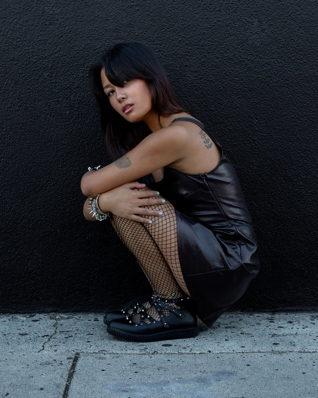 TUK Black Studded Cross Strap Mary Jane