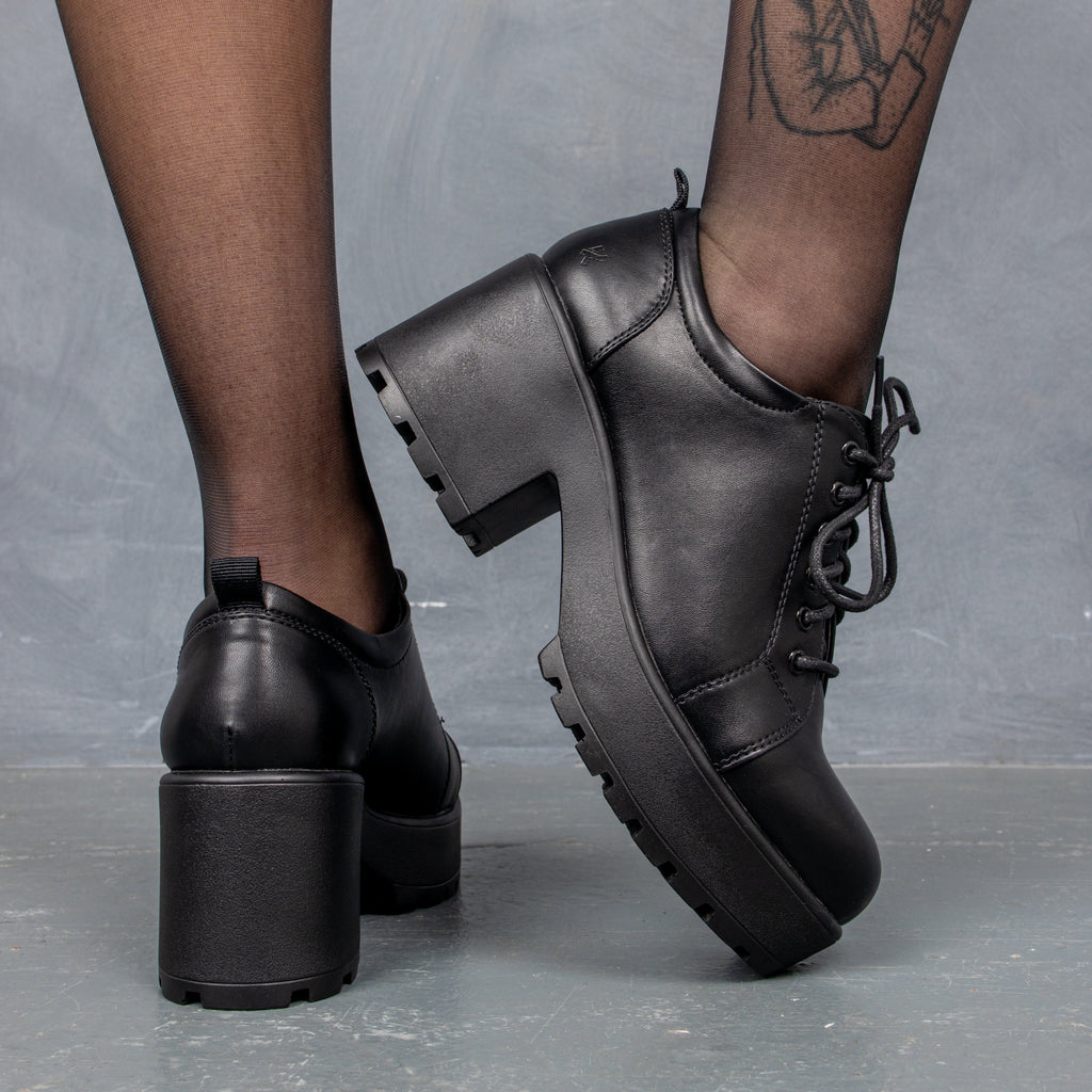 Rei Reloaded Chunky Shoes - Shoes - KOI Footwear - Black - Back and Side View