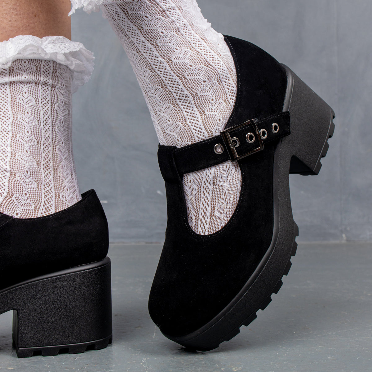 KOI Sai Black Mary Jane Shoes 'Suede Edition'-Clearance