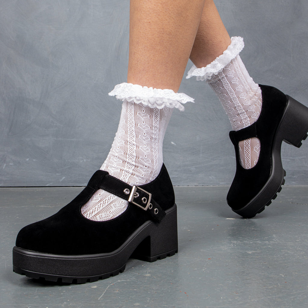 KOI Sai Black Mary Jane Shoes 'Suede Edition'-Clearance