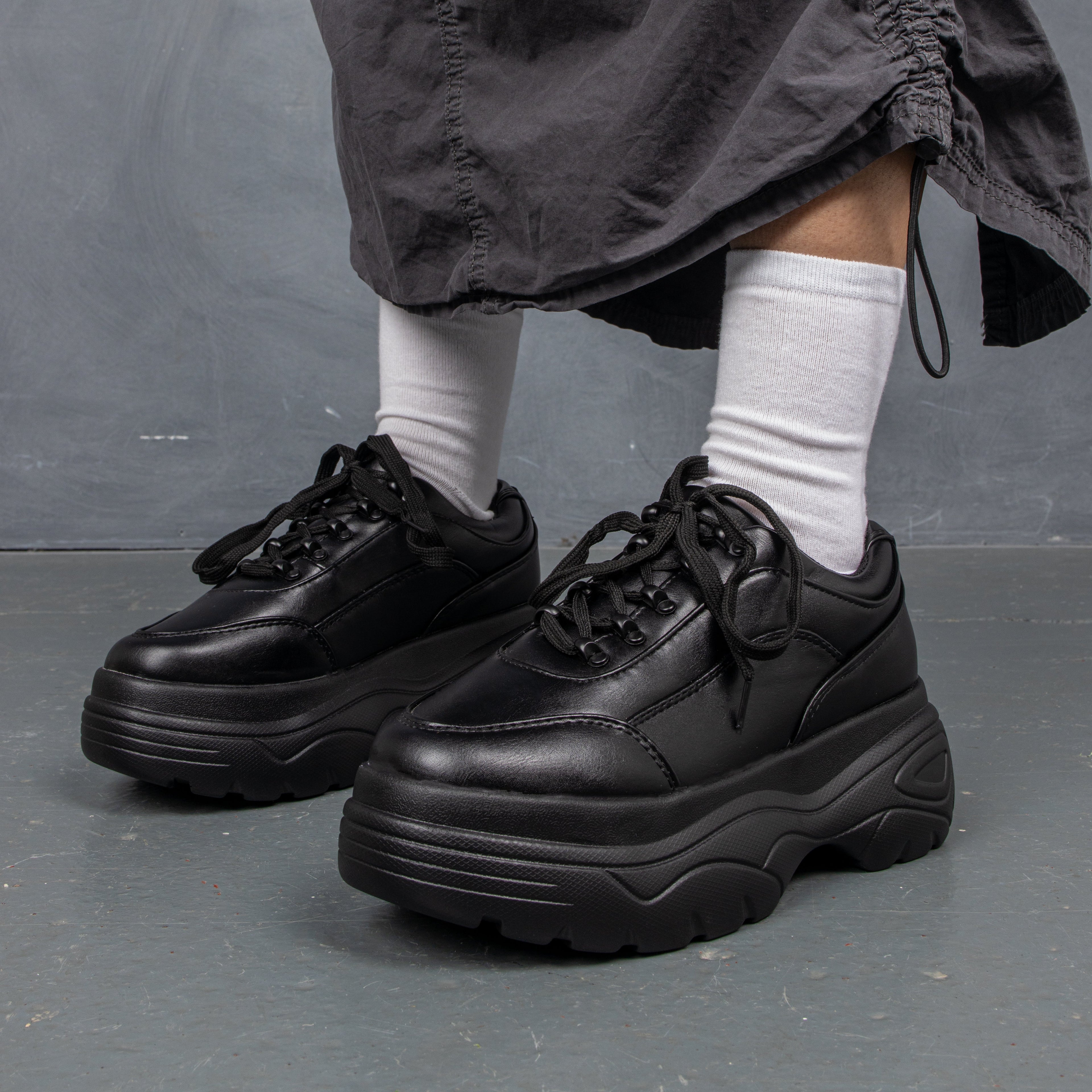 KOI Jennie Striker Black Chunky Bubble Trainers-Clearance