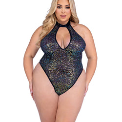 Sequin Fishnet Keyhole Romper