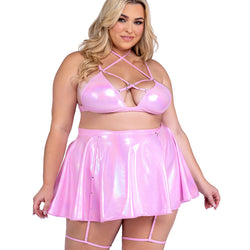 Metallic Iridescent Criss Cross Bikini Top