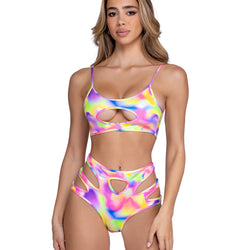 Shimmer Multi-Colored Keyhole Cropped Top