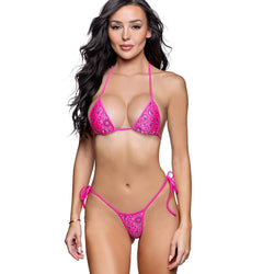 2PC Print Spandex Tie-Side Bikini Set