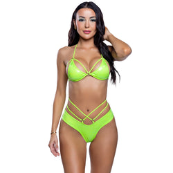 2PC Holographic Python Strappy Short Set