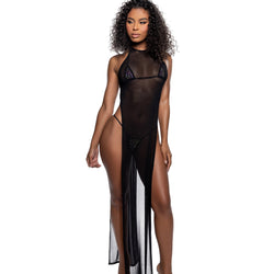 Long Mesh Gown with Slits