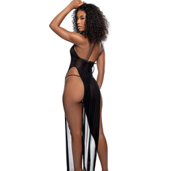 Long Mesh Gown with Slits