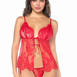 Babydoll en dentelle à franges