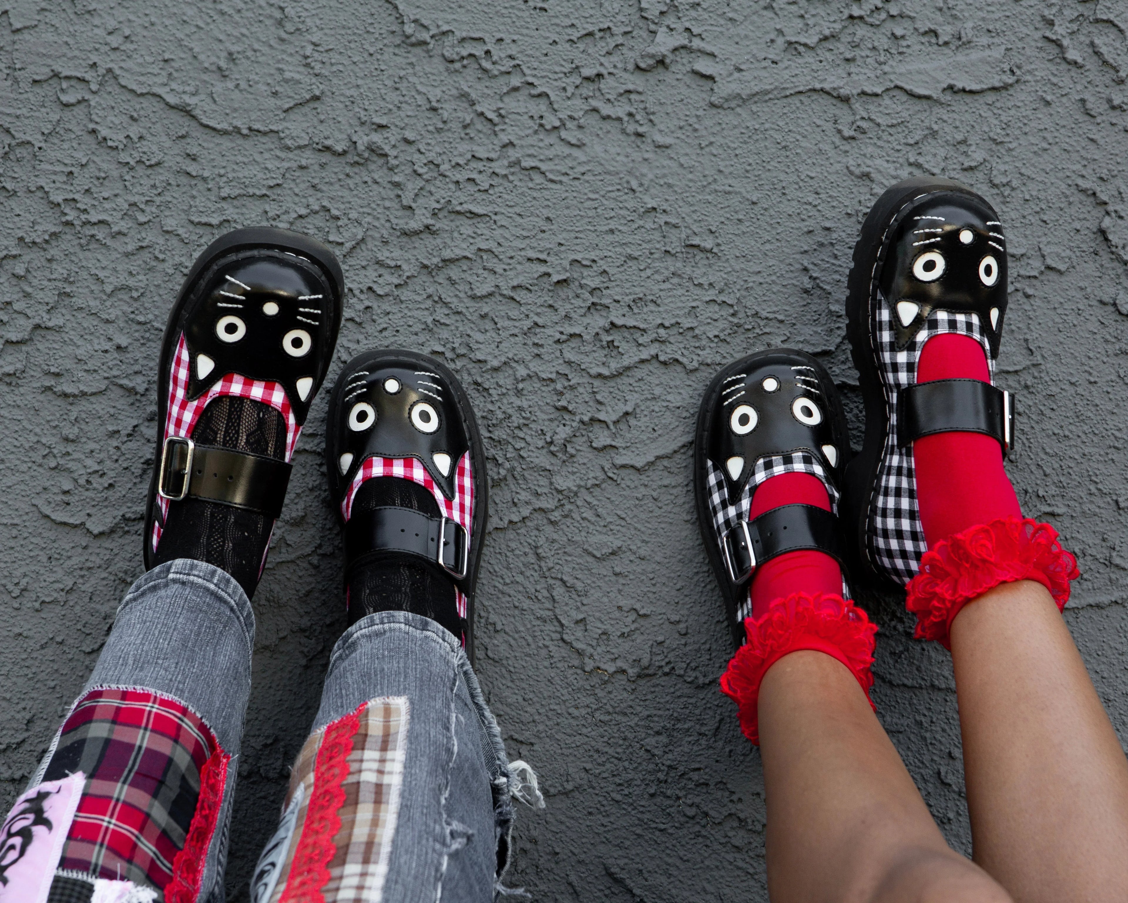 TUK Black & Red Gingham Kitty Mary Jane-Clearance
