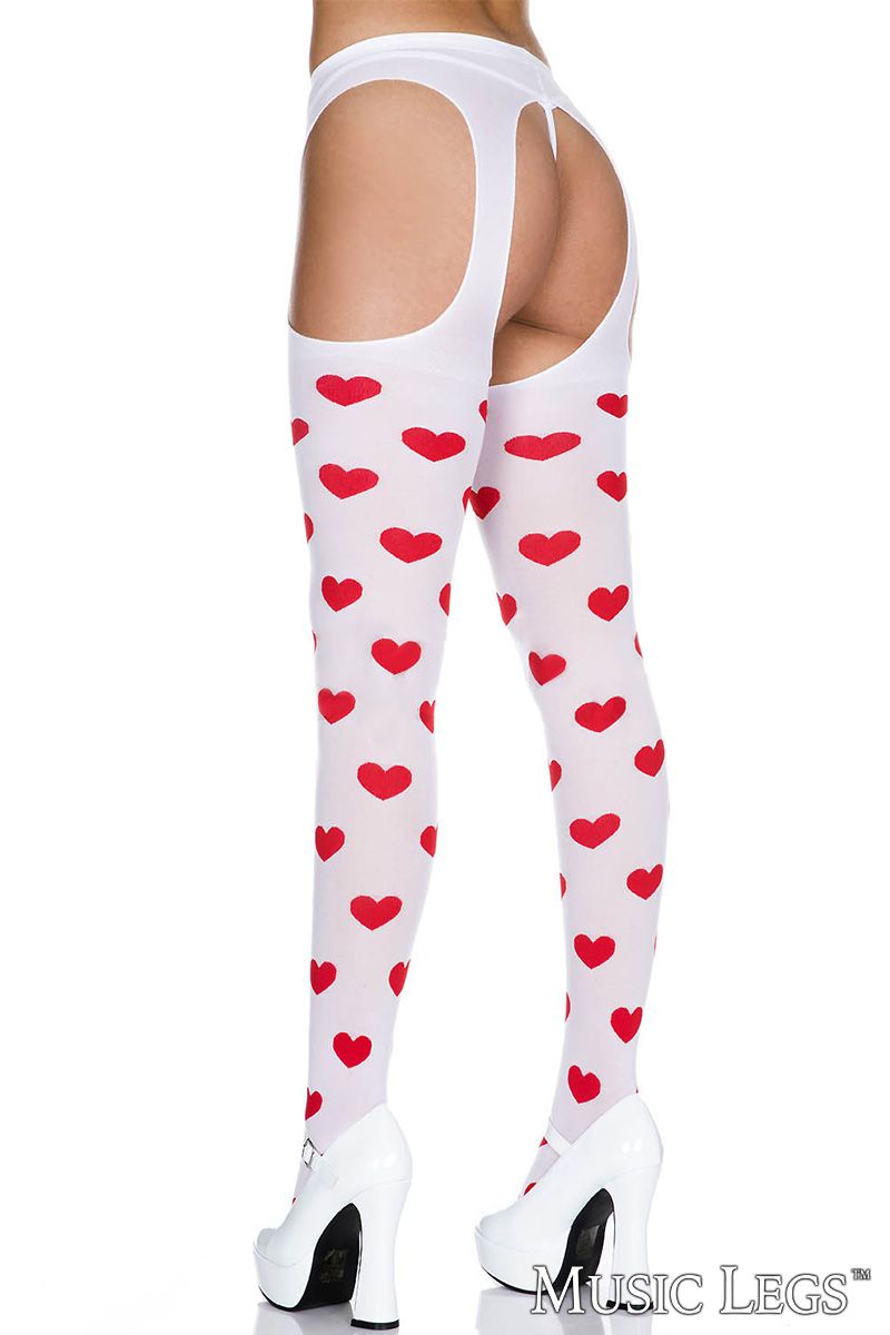 Music Legs Heart Suspender Pantyhose