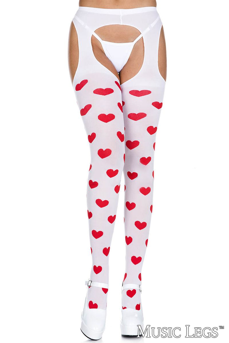 Music Legs Heart Suspender Pantyhose