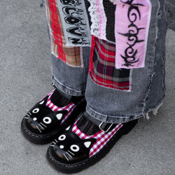 TUK-T2364 Black & Red Gingham Kitty Mary Jane