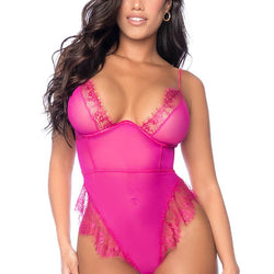 High Leg Sheer Mesh Teddy