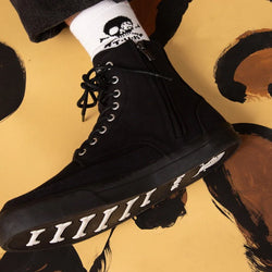 Botte de basket TUK-A3093 en toile noire à 8 œillets