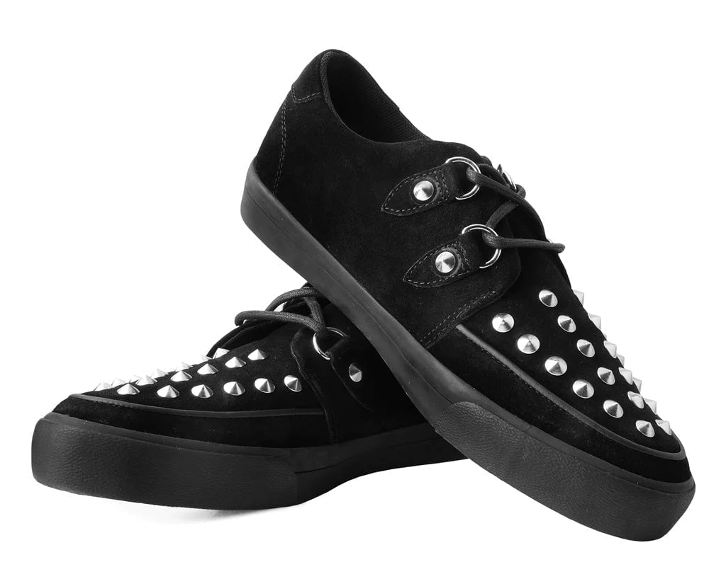 TUK Black Suede Studded D-Ring Sneaker-Clearance
