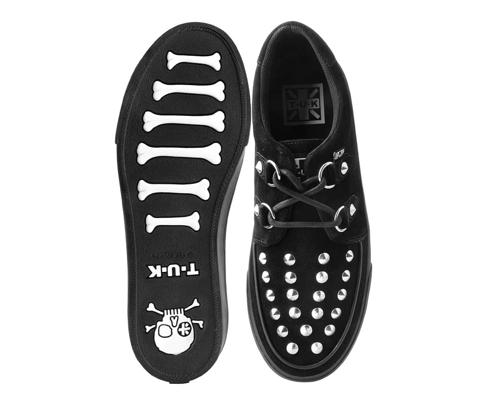 TUK Black Suede Studded D-Ring Sneaker-Clearance
