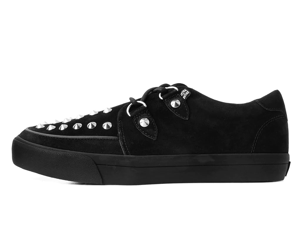 TUK A3152 Black Suede Studded D Ring Sneaker Black 12