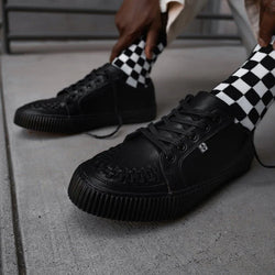 TUK-A3314 Sneaker Creeper en cuir noir à lacets