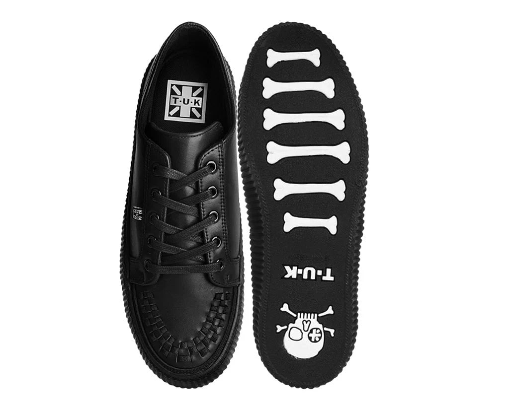 TUK Black Leather Lace-Up Creeper Sneaker