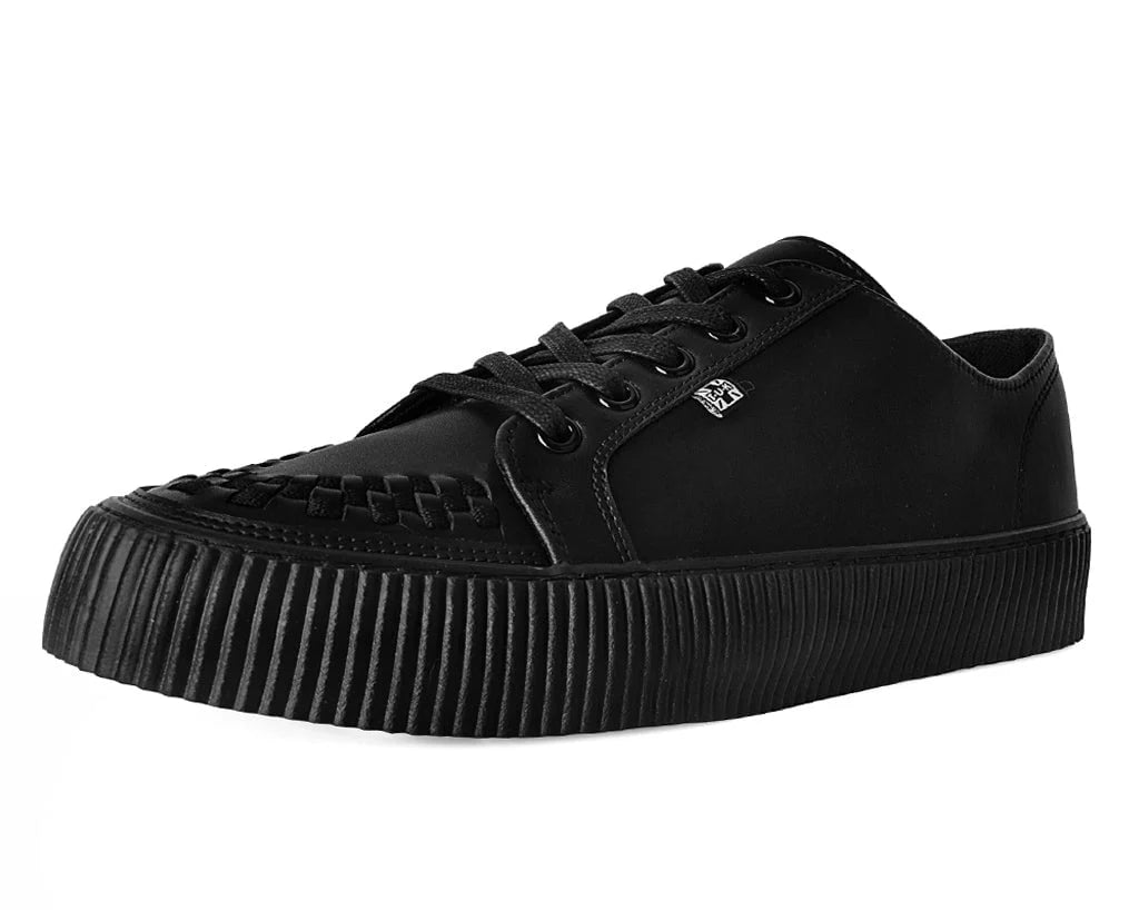 TUK Black Leather Lace-Up Creeper Sneaker