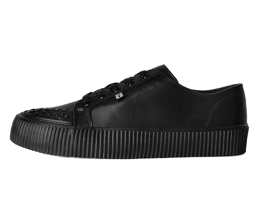 TUK Black Leather Lace-Up Creeper Sneaker