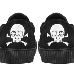 TUK-A3352 Black Skull Canvas Slip-On Sneaker