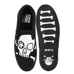TUK-A3352 Black Skull Canvas Slip-On Sneaker