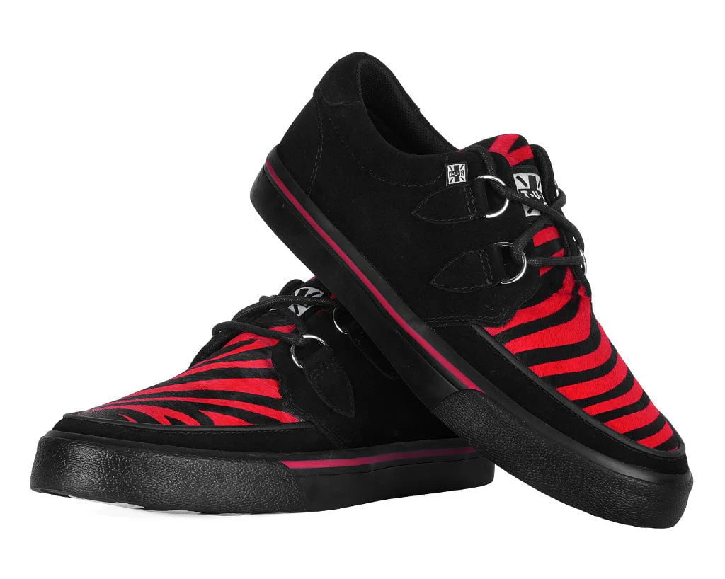 TUK Black & Red Zebra Suede Creeper Sneaker