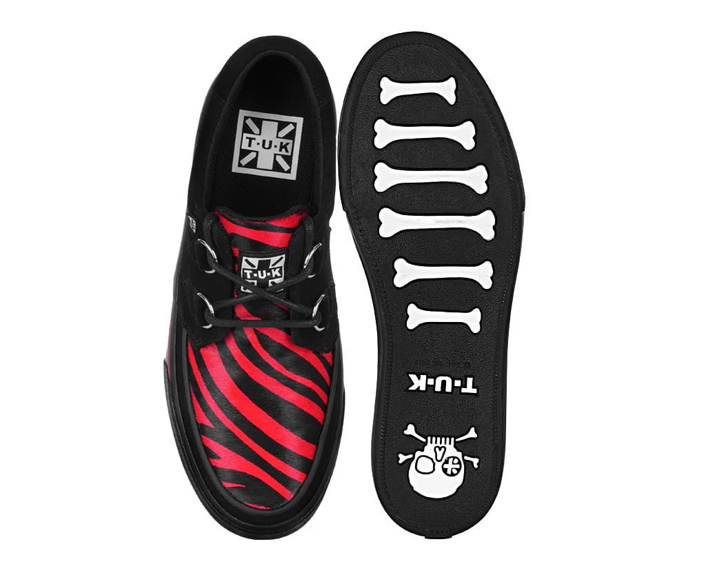 TUK Black & Red Zebra Suede Creeper Sneaker