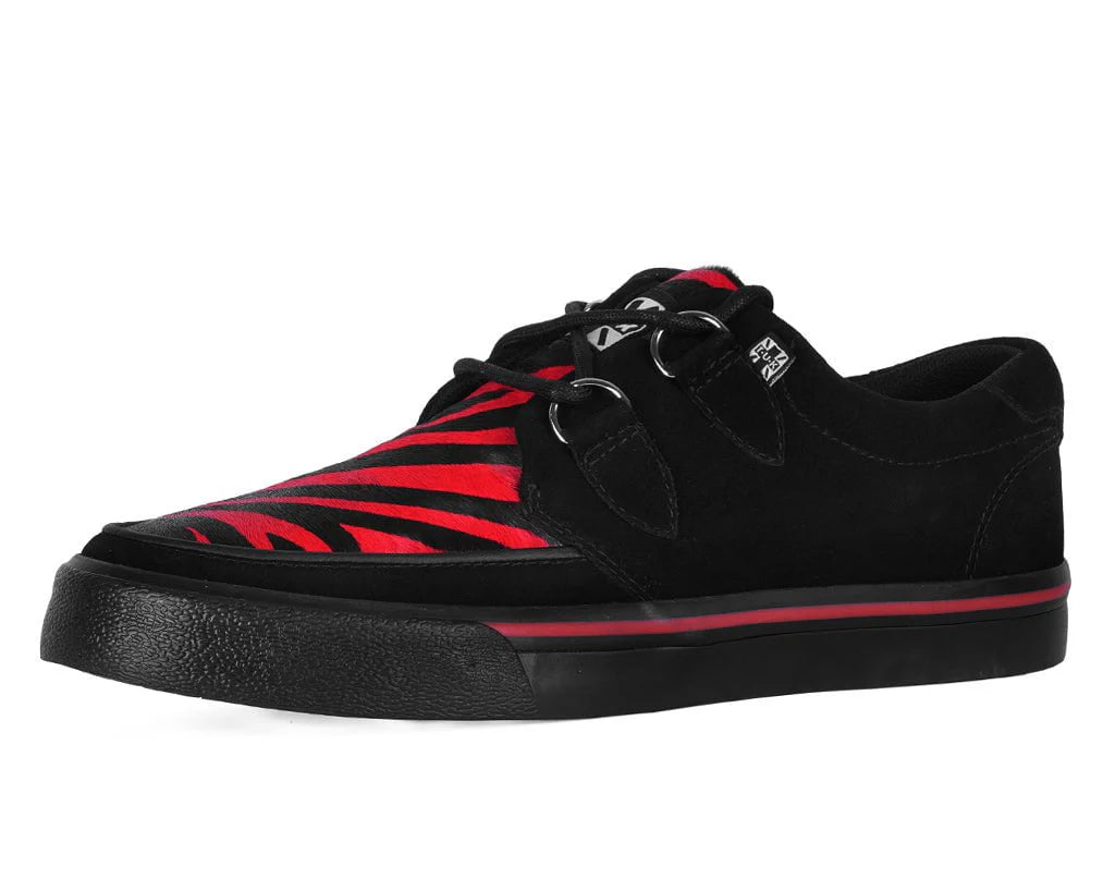 TUK-A3400 Sneaker Creeper en suède zébré noir et rouge