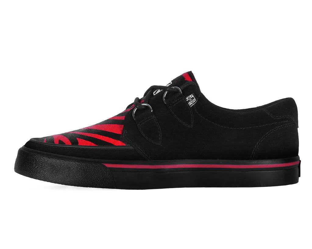 TUK Black & Red Zebra Suede Creeper Sneaker