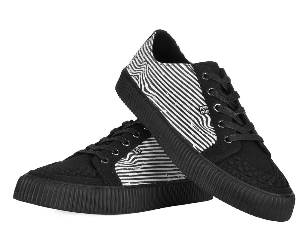 TUK Black & White Canvas Lace-Up Creeper Sneaker