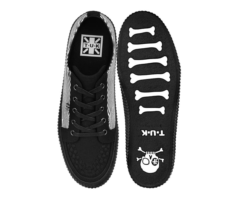 TUK-A3404 Sneaker en toile noire et blanche à lacets