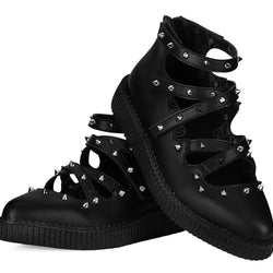 TUK-A3421L Mary Jane à sangle croisée noire cloutée